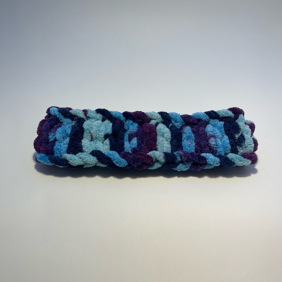 Handmade Women’s/Junior’s Winter Headband/Ear Wrap - Purple & Blue - Picture 3 of 9
